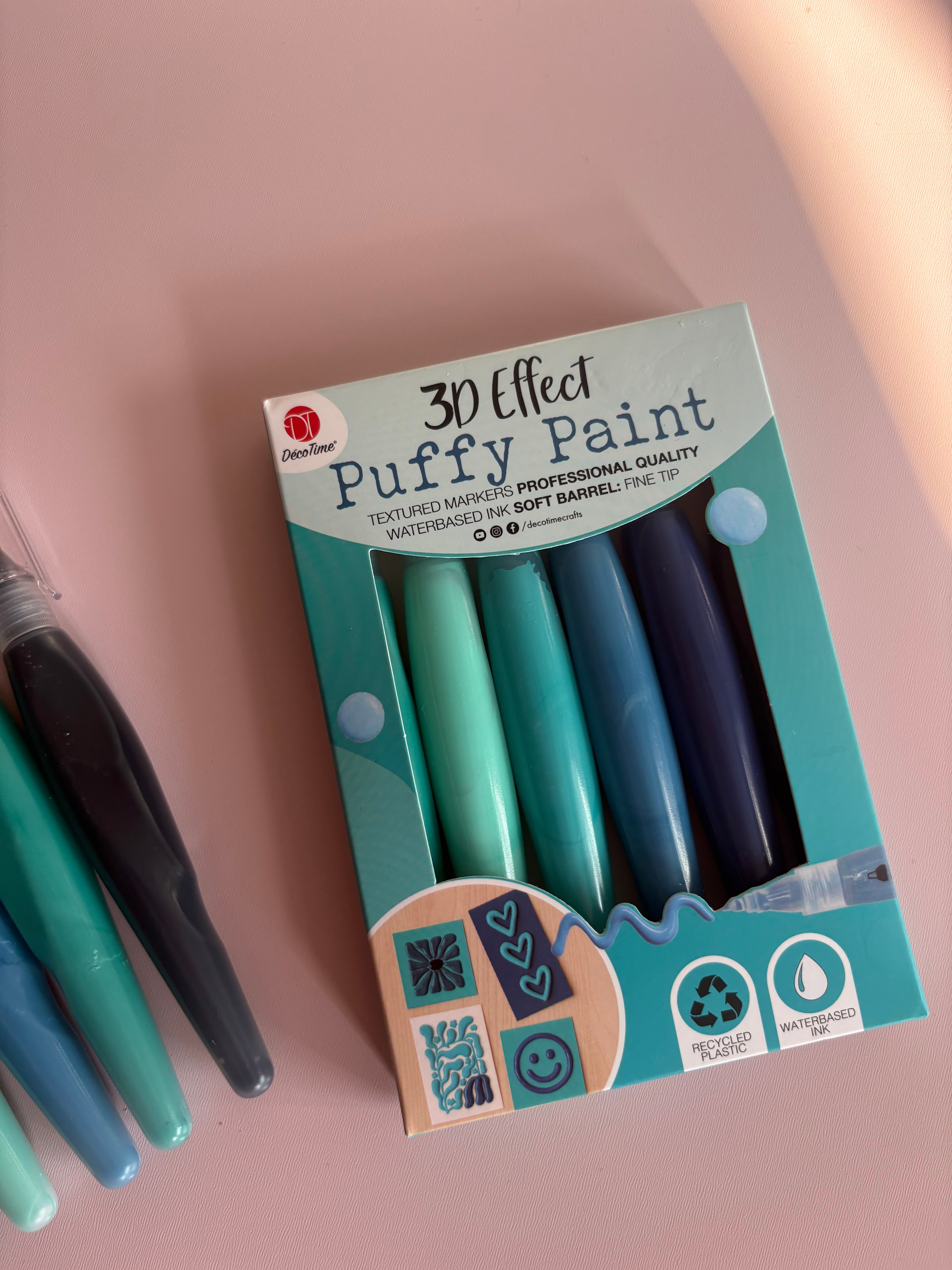 3D Puffy Paint Markers Set – Ocean Tones (Set of 6)