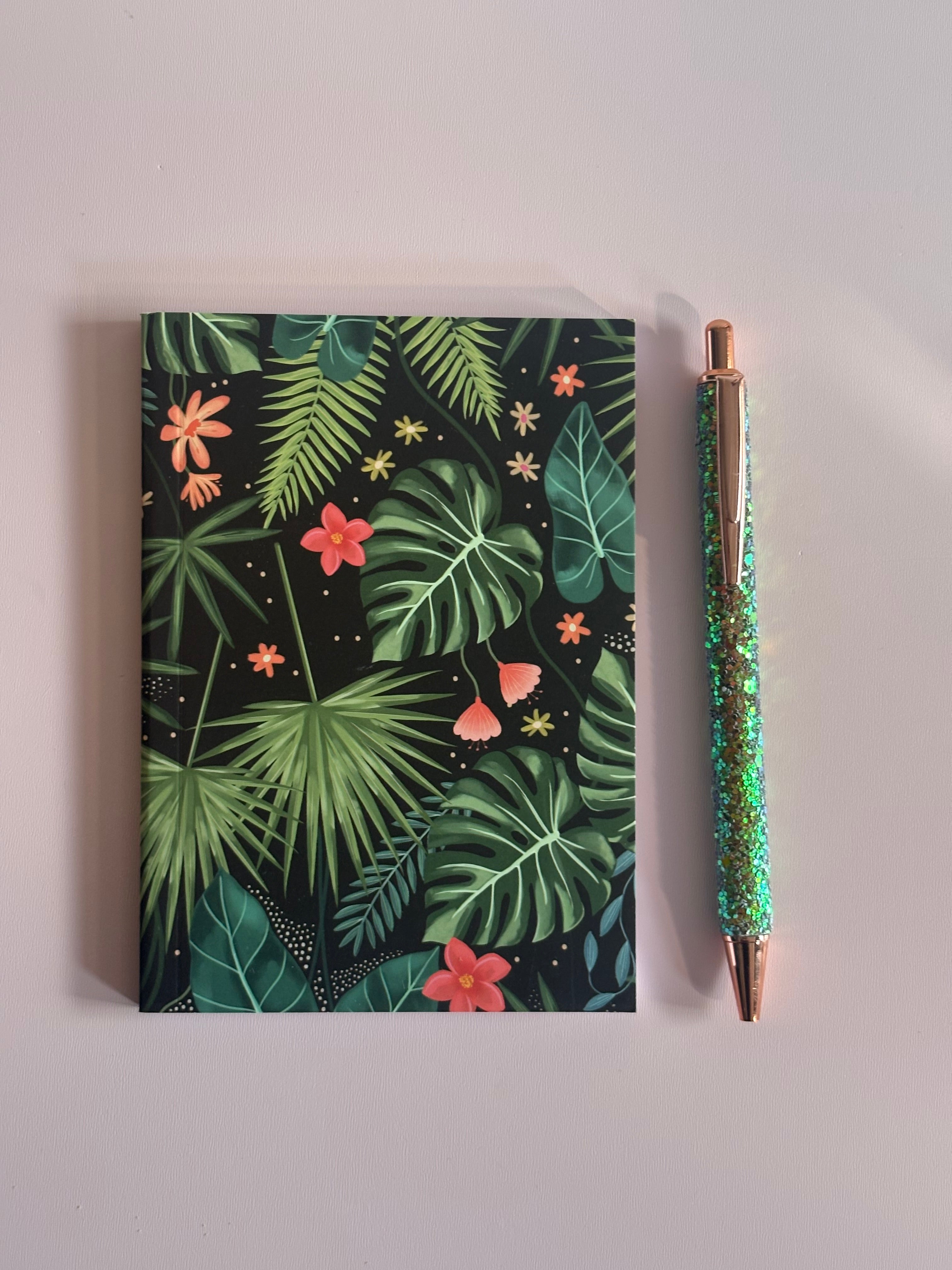 🌿 Tropical Botanical Journal & Glitter Pen Set