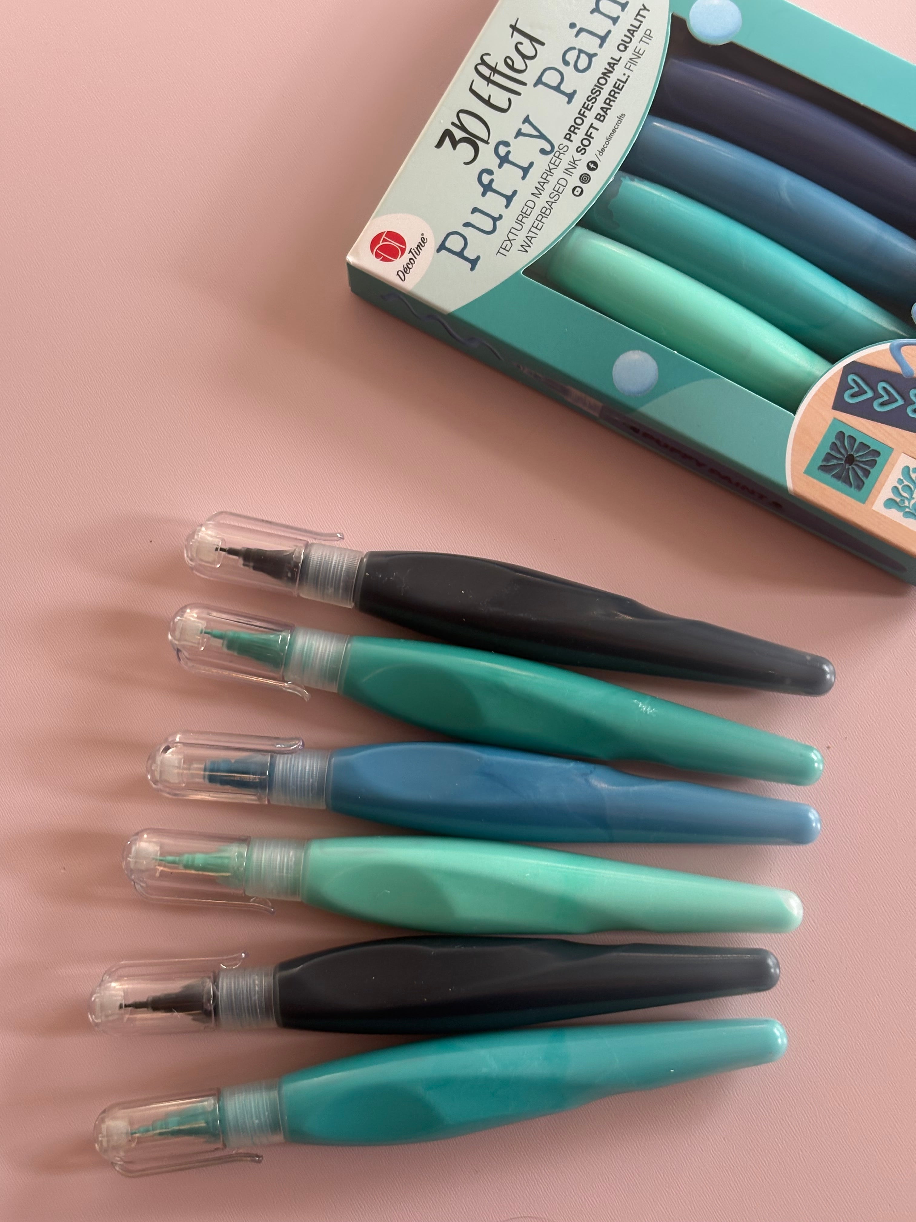 3D Puffy Paint Markers Set – Ocean Tones (Set of 6)
