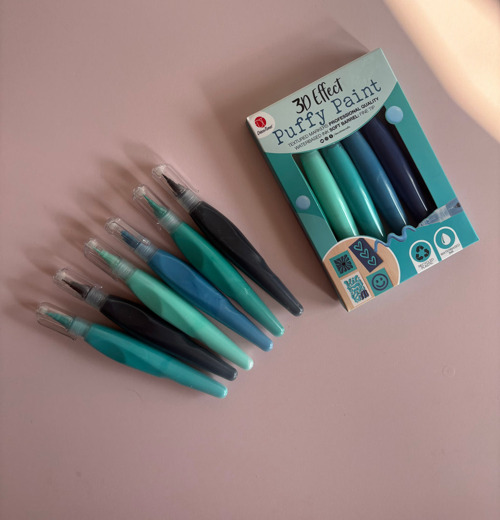 3D Puffy Paint Markers Set – Ocean Tones (Set of 6)