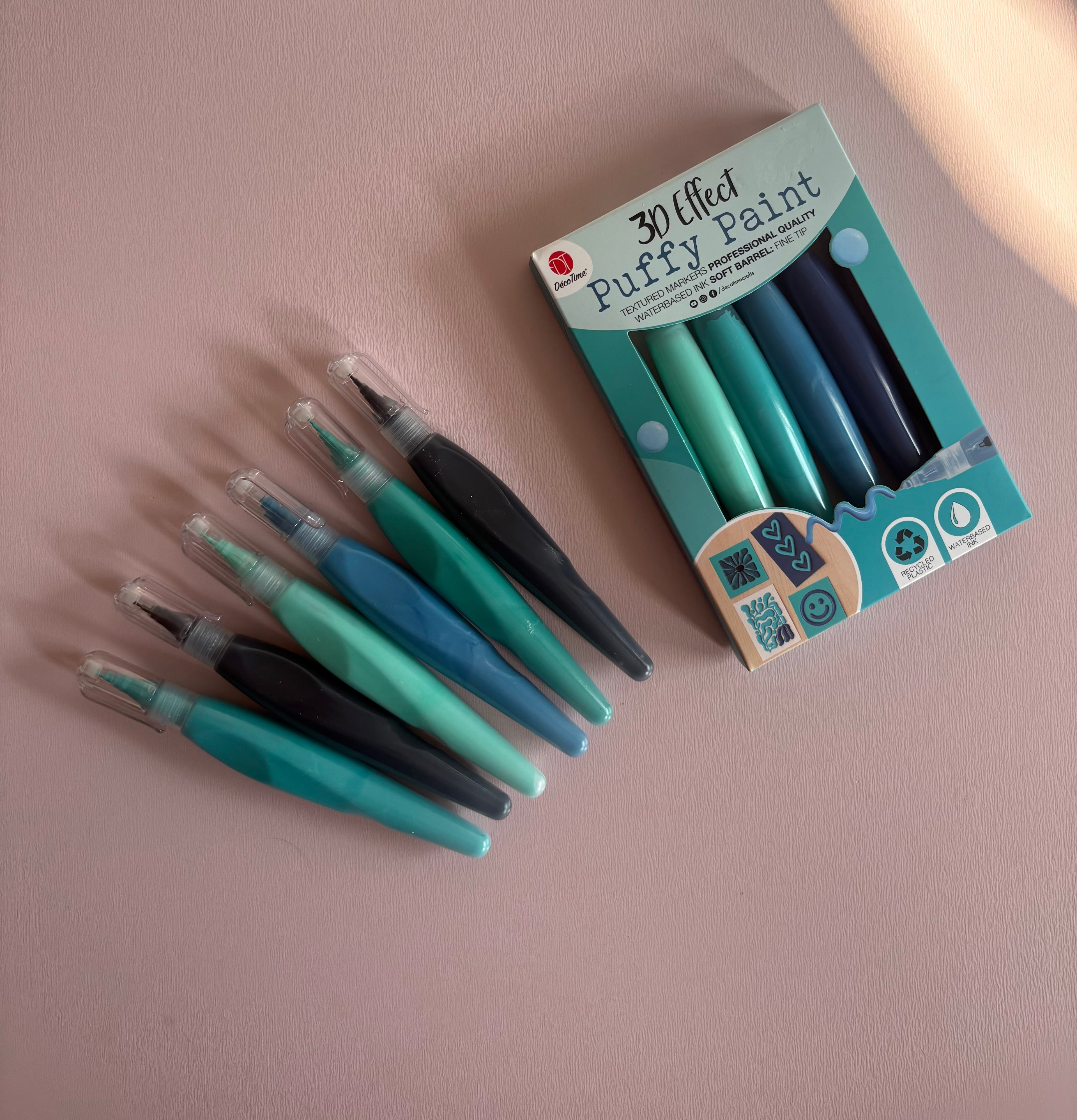3D Puffy Paint Markers Set – Ocean Tones (Set of 6)