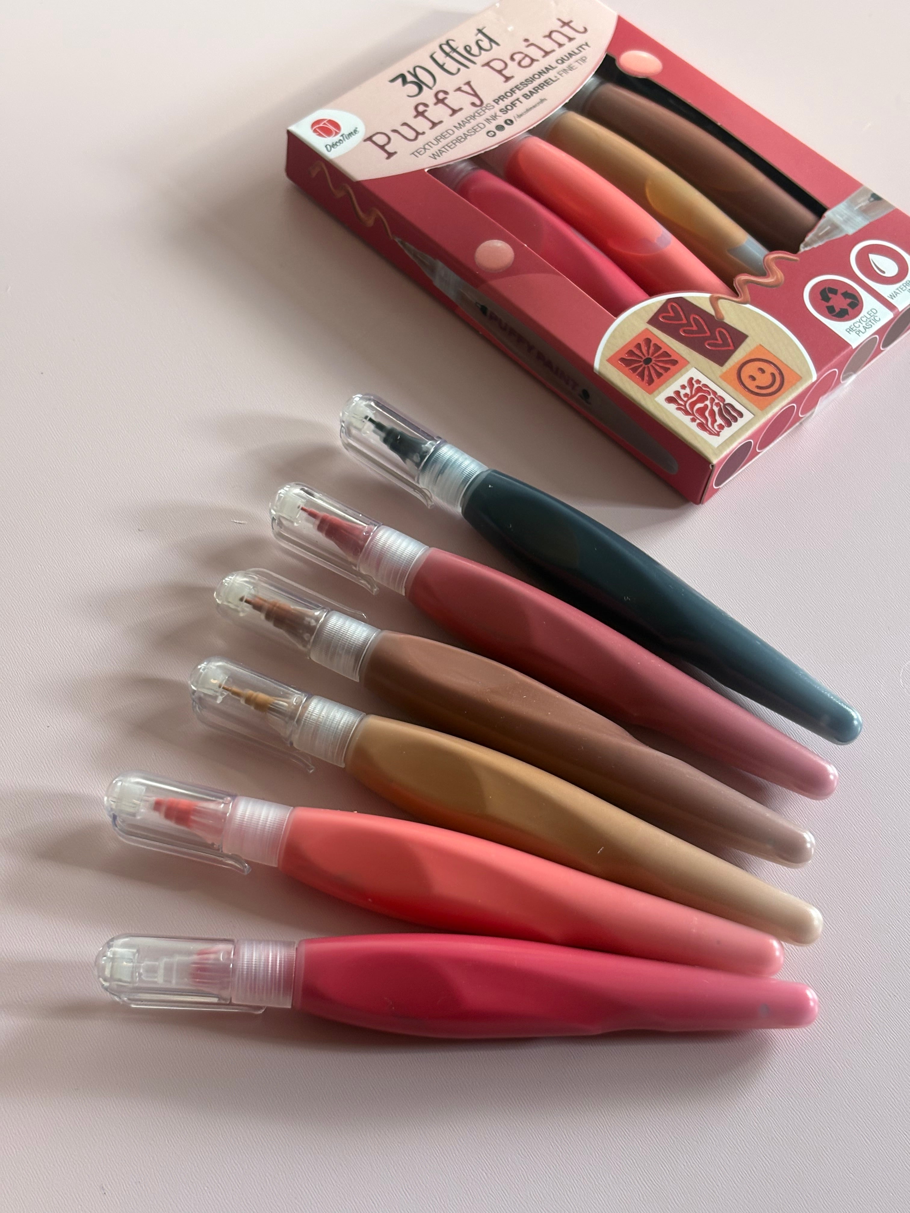 3D Puffy Paint Markers Set – Warm Tones (Set of 6)
