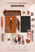 Coffee Brown Stationery Bundle