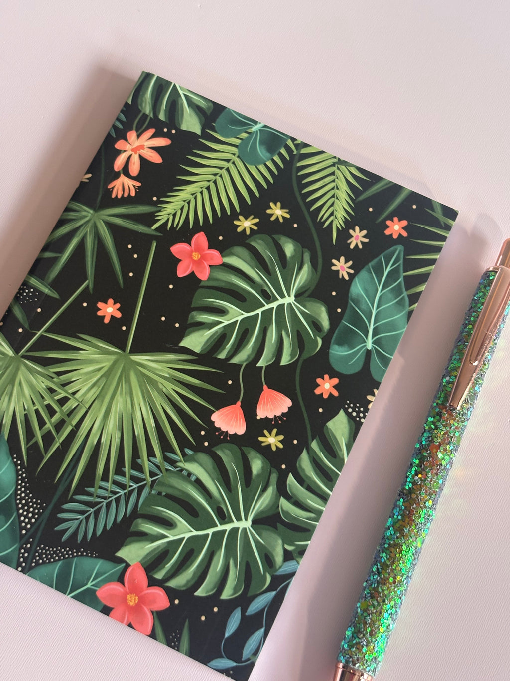 🌿 Tropical Botanical Journal & Glitter Pen Set
