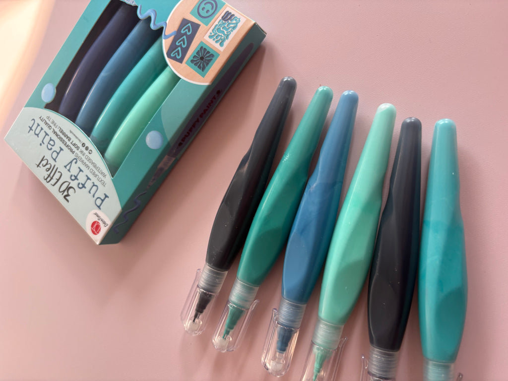 3D Puffy Paint Markers Set – Ocean Tones (Set of 6)