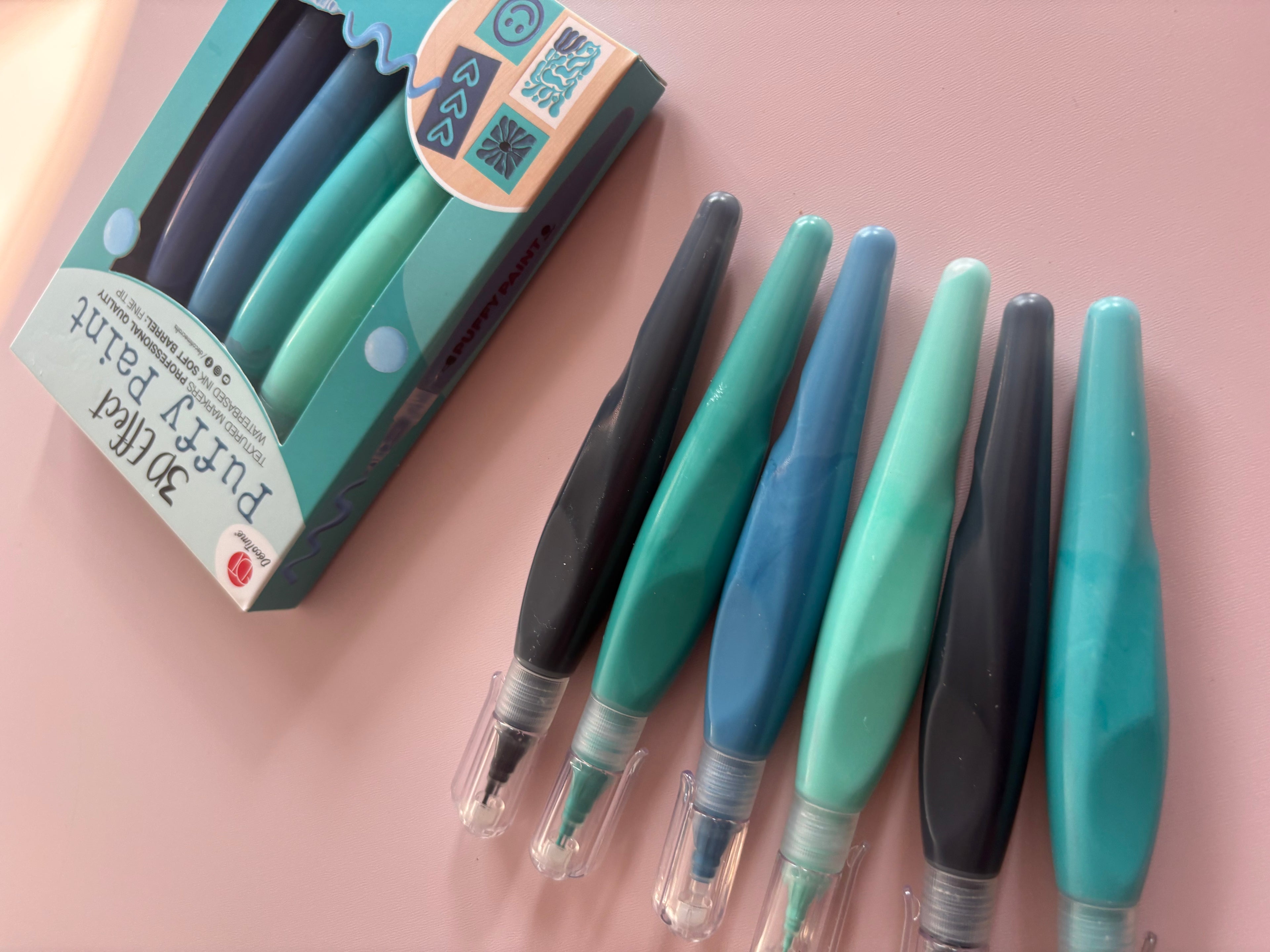 3D Puffy Paint Markers Set – Ocean Tones (Set of 6)