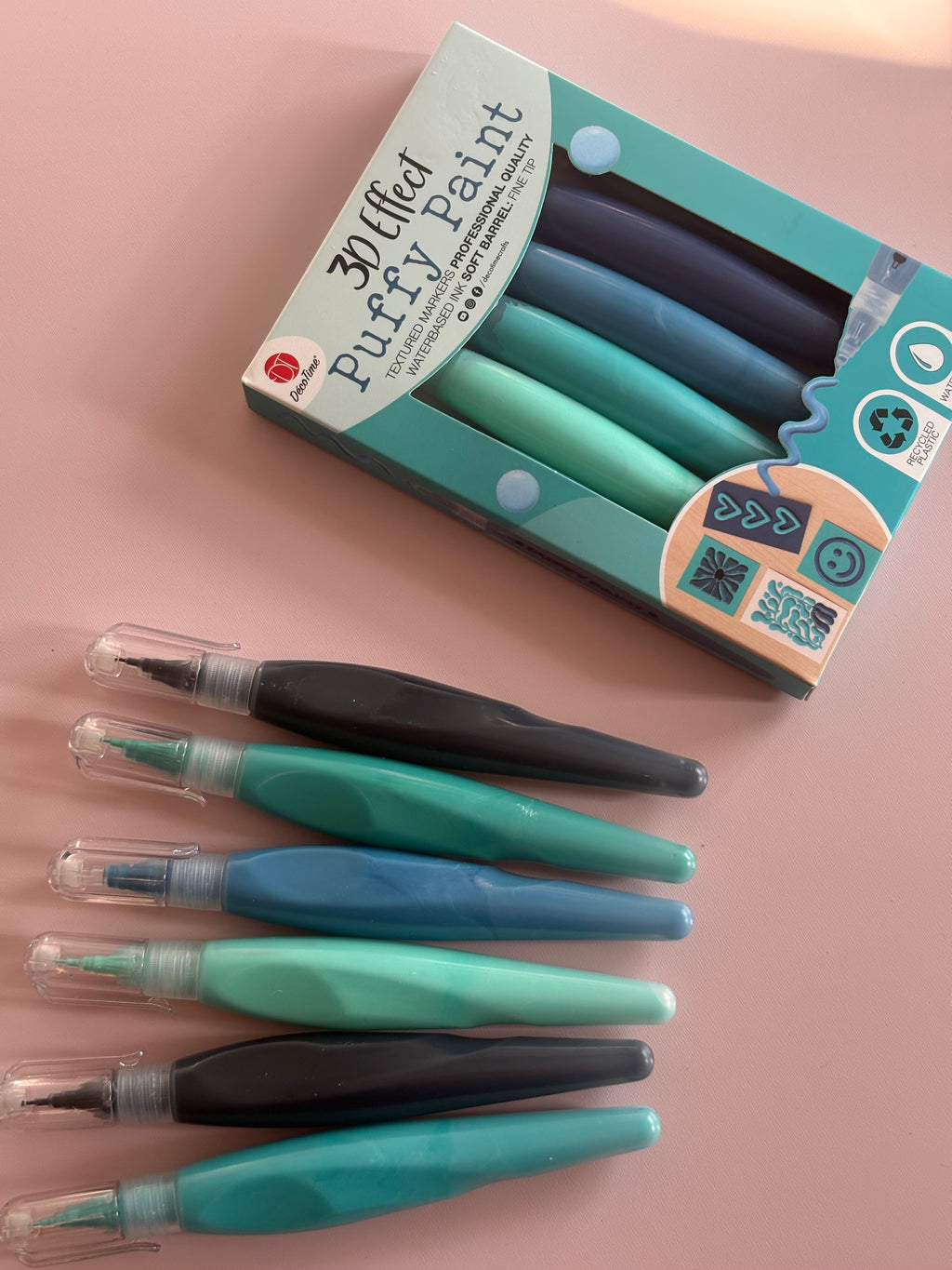 3D Puffy Paint Markers Set – Ocean Tones (Set of 6)