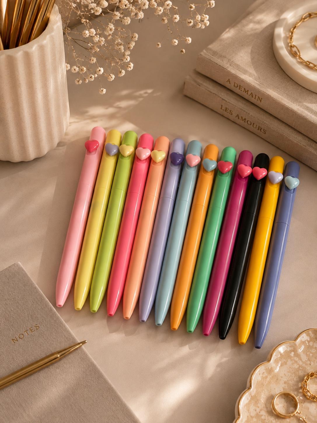 Aesthetic Heart-Clip Gel Pen