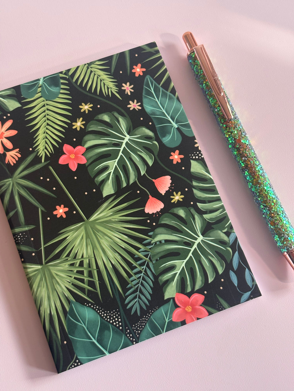 🌿 Tropical Botanical Journal & Glitter Pen Set