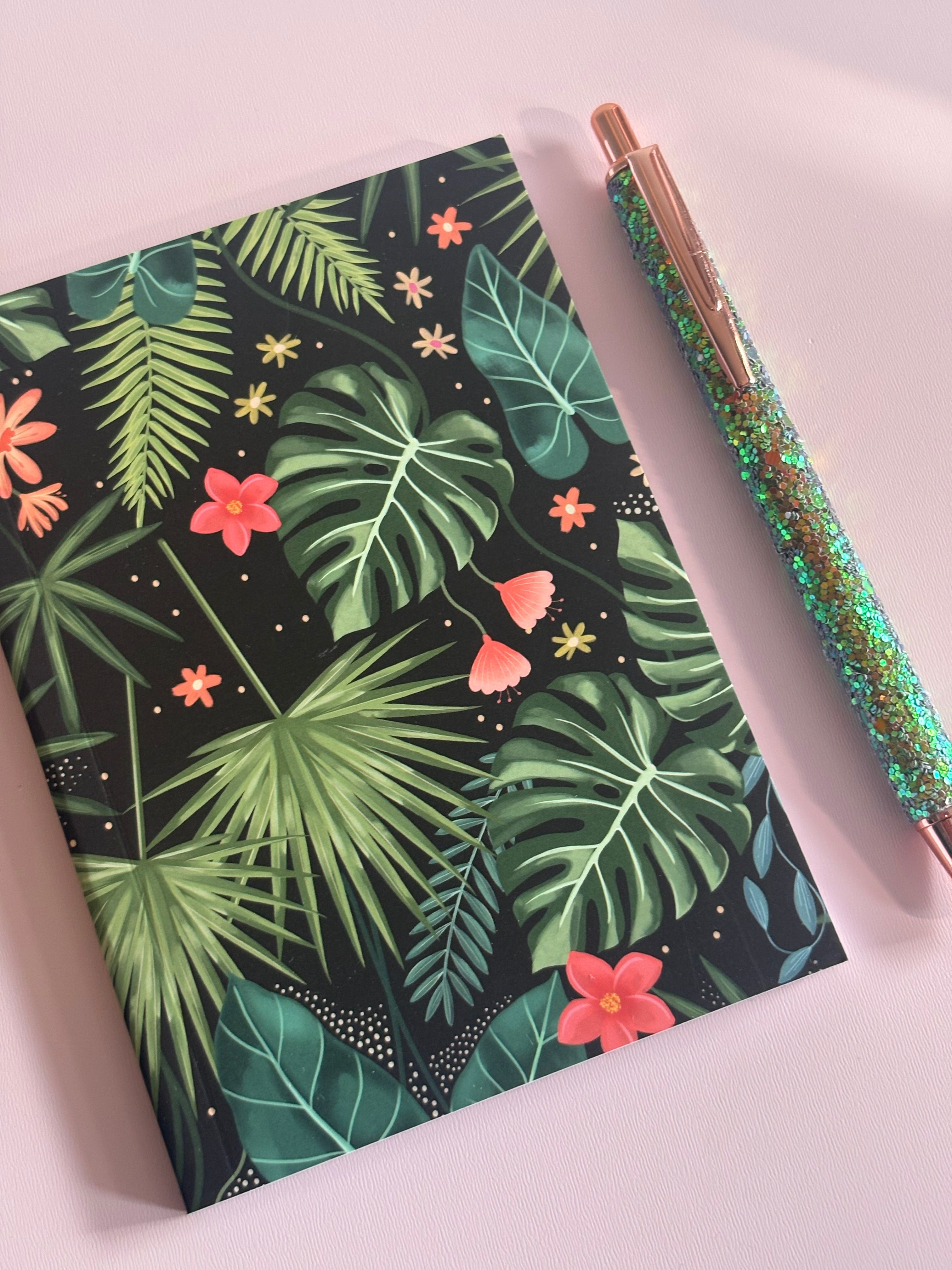 🌿 Tropical Botanical Journal & Glitter Pen Set