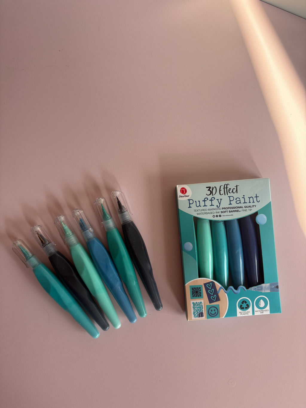 3D Puffy Paint Markers Set – Ocean Tones (Set of 6)