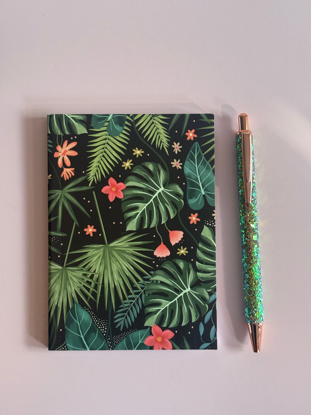 🌿 Tropical Botanical Journal & Glitter Pen Set