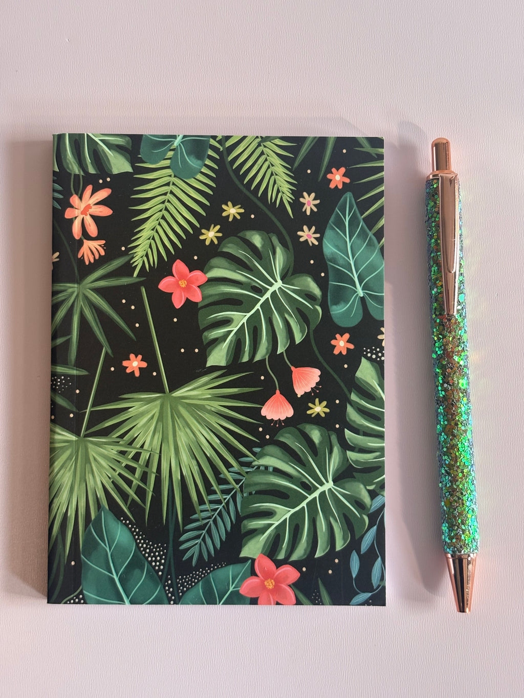 🌿 Tropical Botanical Journal & Glitter Pen Set
