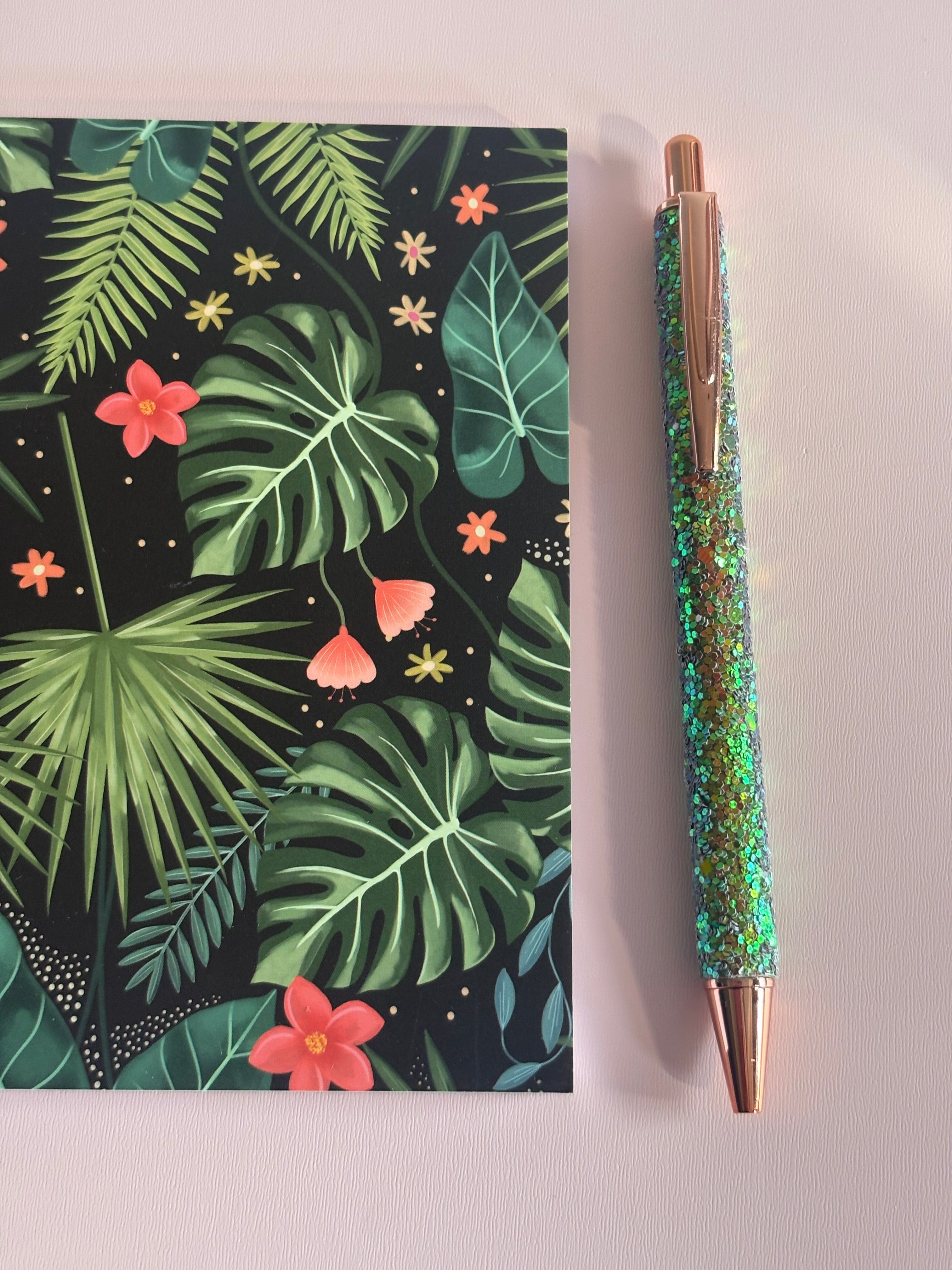 🌿 Tropical Botanical Journal & Glitter Pen Set