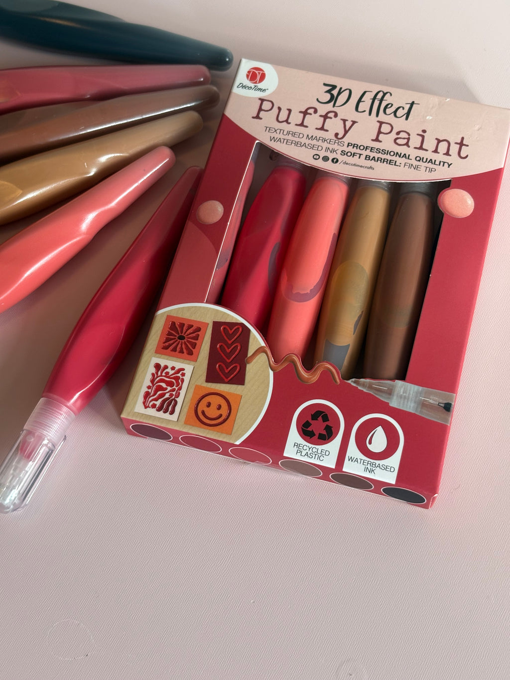 3D Puffy Paint Markers Set – Warm Tones (Set of 6)